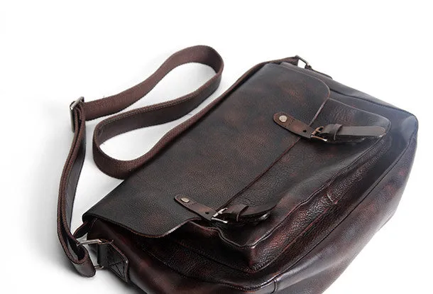 Handmade Cool leather men messenger bag shoulder laptop bag for men