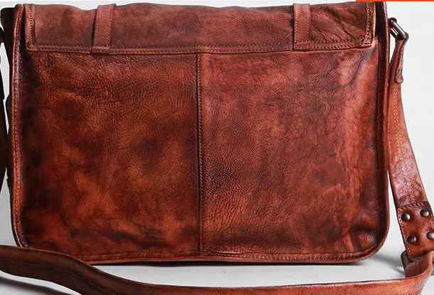 Handmade Cool leather mens messenger bag shoulder bag vintage bag