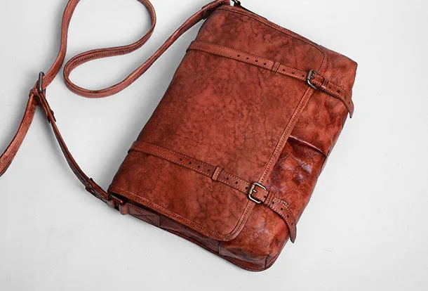 Handmade Cool leather mens messenger bag shoulder bag vintage bag