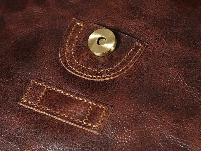 Handmade Cool Leather Mens Shoulder Bag Messenger Bag Bike Bag for men