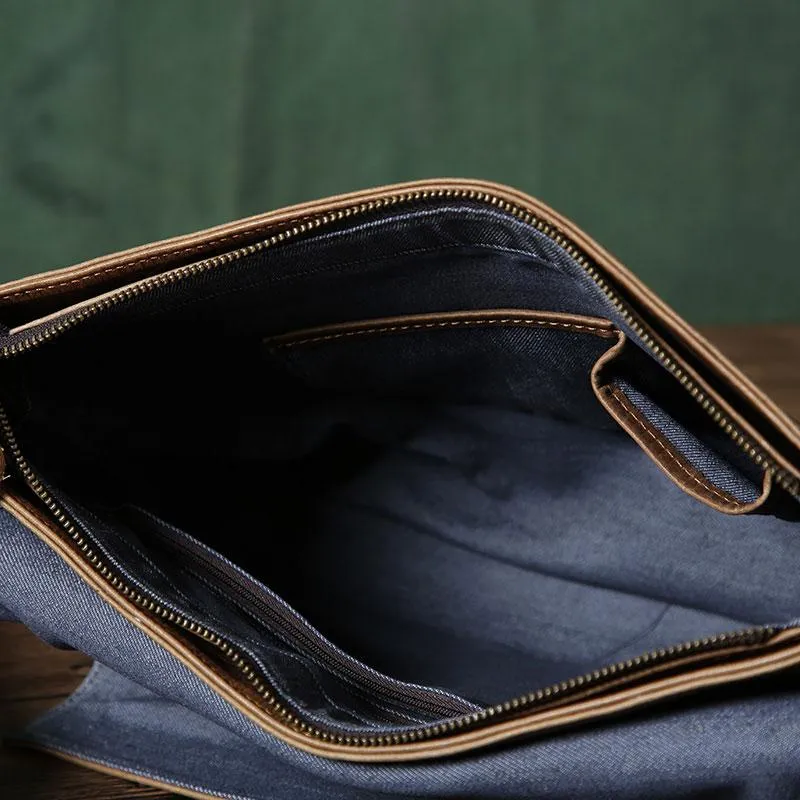 Handmade Cool Leather Mens Shoulder Bag Messenger Bag Bike Bag for men