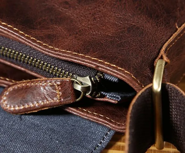 Handmade Cool Leather Mens Shoulder Bag Messenger Bag Bike Bag for men