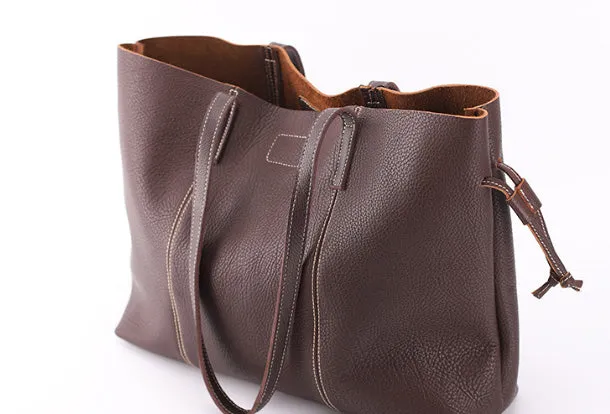Handmade Genuine Leather Handbag Tote Bag Shopper Bag Shoulder Bag Purse For Women