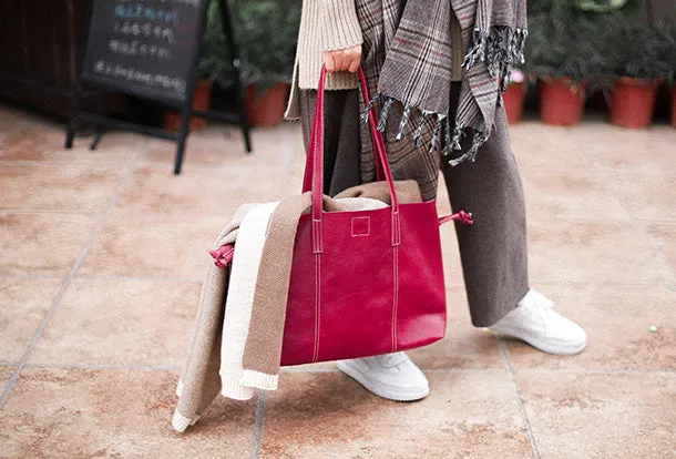 Handmade Genuine Leather Handbag Tote Bag Shopper Bag Shoulder Bag Purse For Women