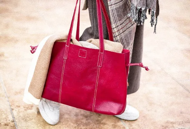 Handmade Genuine Leather Handbag Tote Bag Shopper Bag Shoulder Bag Purse For Women