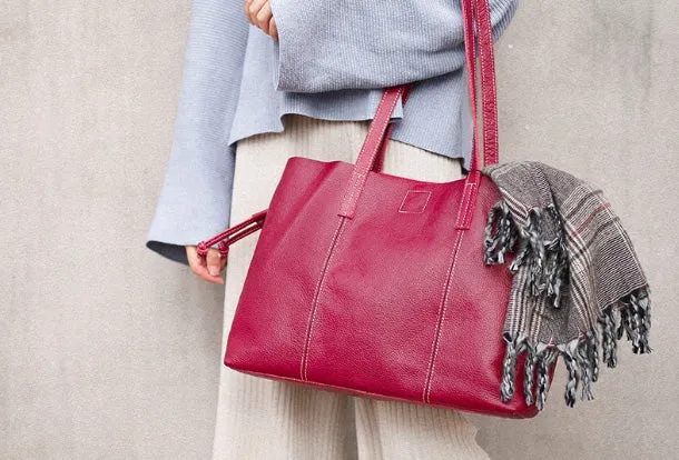 Handmade Genuine Leather Handbag Tote Bag Shopper Bag Shoulder Bag Purse For Women