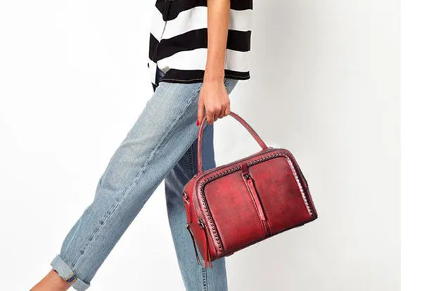 Handmade Leather handbag purse shoulder bag for women leather shopper bag