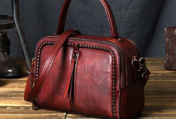 Handmade Leather handbag purse shoulder bag for women leather shopper bag