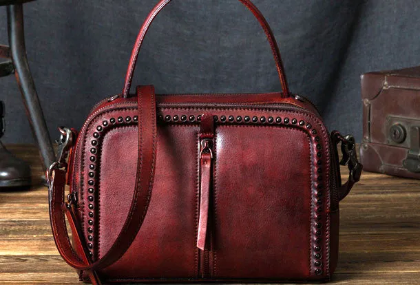 Handmade Leather handbag purse shoulder bag for women leather shopper bag