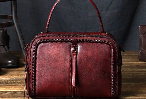 Handmade Leather handbag purse shoulder bag for women leather shopper bag