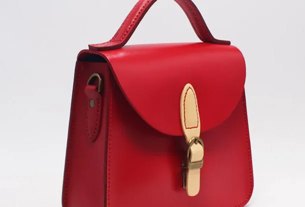Handmade Leather Handbag Round Bag Purse Crossbody Shoulder Bag for Girl Women Lady