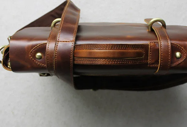 Handmade leather men Briefcase messenger brown coffee shoulder bag vintage bag