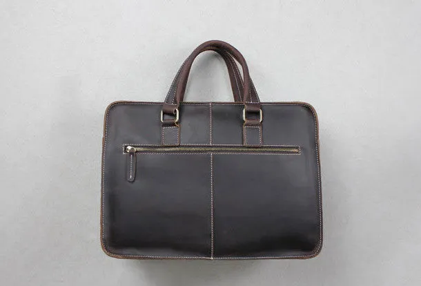 Handmade leather men Briefcase messenger dark coffee shoulder bag vintage bag