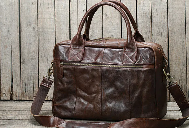 Handmade leather men Briefcase messenger large vintage shoulder laptop bag vintage bag