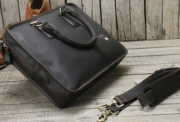 Handmade leather men Briefcase messenger large vintage shoulder laptop bag vintage bag