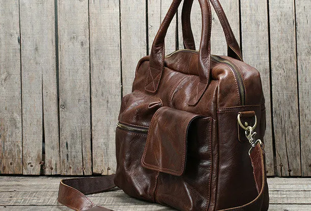 Handmade leather men Briefcase messenger large vintage shoulder laptop bag vintage bag