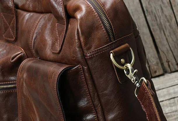 Handmade leather men Briefcase messenger large vintage shoulder laptop bag vintage bag
