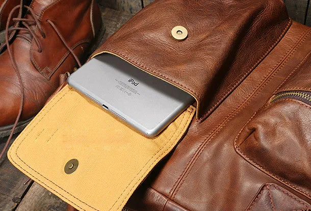 Handmade leather men Briefcase messenger large vintage shoulder laptop bag vintage bag