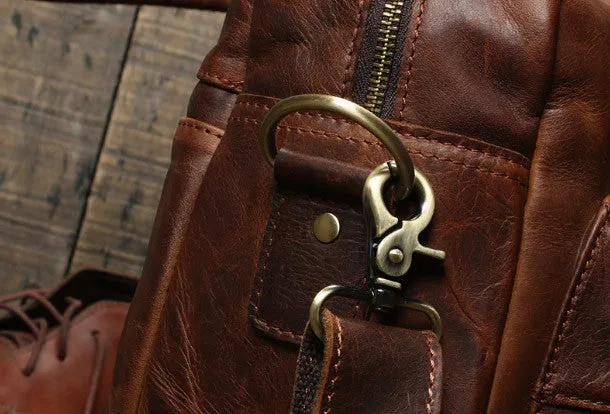 Handmade leather men Briefcase messenger large vintage shoulder laptop bag vintage bag