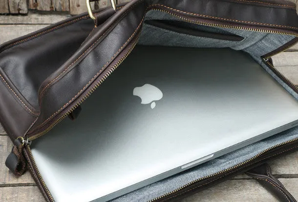 Handmade leather men Briefcase messenger large vintage shoulder laptop bag vintage bag