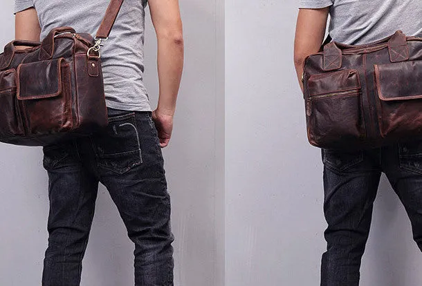 Handmade leather men Briefcase messenger large vintage shoulder laptop bag vintage bag