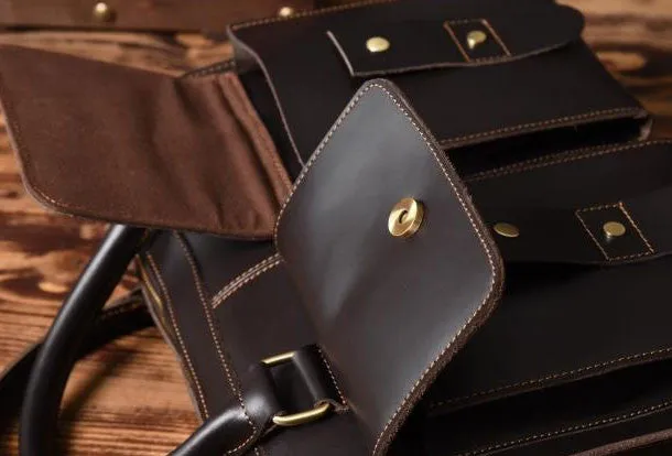 Handmade leather men Briefcase messenger vintage shoulder laptop bag vintage bag
