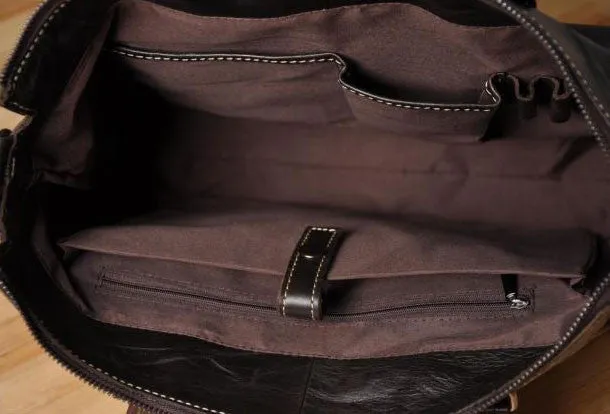 Handmade leather men Briefcase messenger vintage shoulder laptop bag vintage bag
