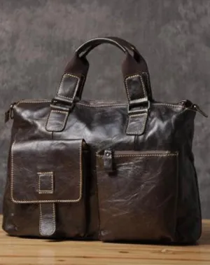 Handmade leather men Briefcase messenger vintage shoulder laptop bag vintage bag