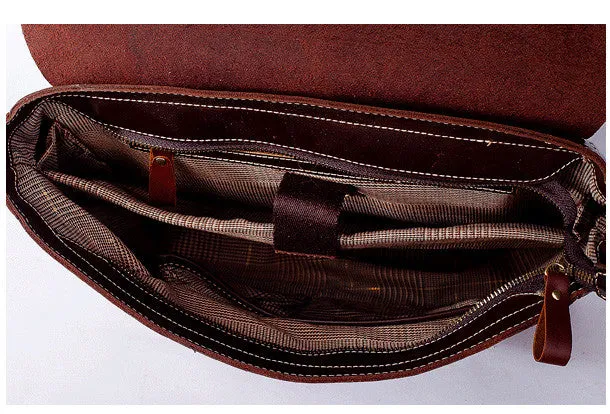Handmade leather men Briefcase messenger vintage shoulder laptop bag vintage bag
