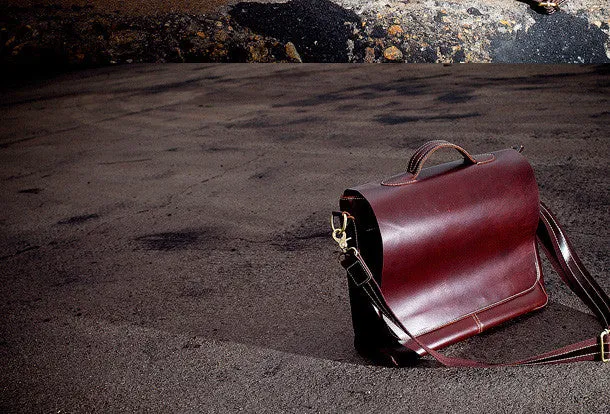 Handmade leather men Briefcase messenger vintage shoulder laptop bag vintage bag