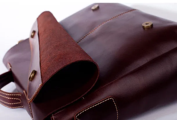 Handmade leather men Briefcase messenger vintage shoulder laptop bag vintage bag