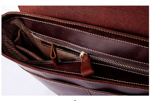Handmade leather men Briefcase messenger vintage shoulder laptop bag vintage bag
