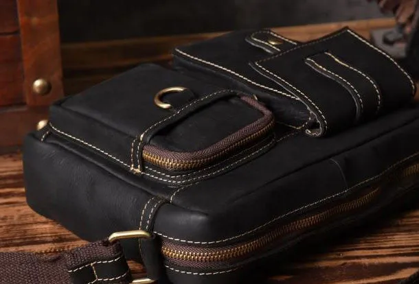 Handmade leather men Briefcase messenger vintage shoulder laptop bag vintage bag