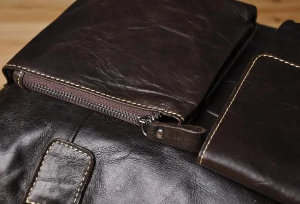Handmade leather men Briefcase messenger vintage shoulder laptop bag vintage bag