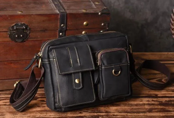 Handmade leather men Briefcase messenger vintage shoulder laptop bag vintage bag
