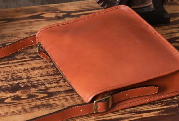 Handmade leather men Briefcase messenger vintage shoulder laptop bag vintage bag