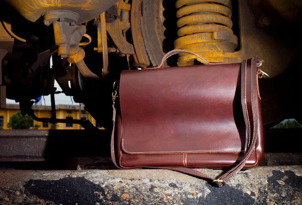 Handmade leather men Briefcase messenger vintage shoulder laptop bag vintage bag