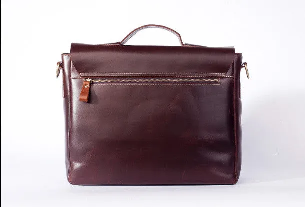 Handmade leather men Briefcase messenger vintage shoulder laptop bag vintage bag