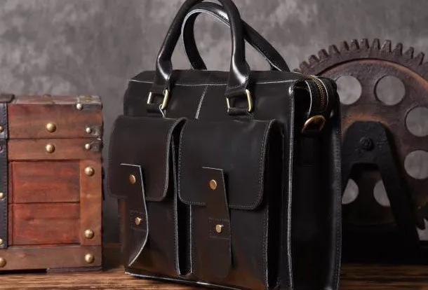 Handmade leather men Briefcase messenger vintage shoulder laptop bag vintage bag