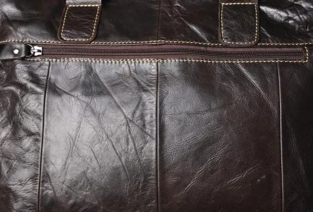 Handmade leather men Briefcase messenger vintage shoulder laptop bag vintage bag