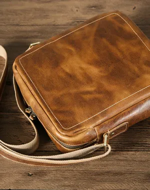 Handmade leather men messenger large vintage shoulder laptop bag vintage bag