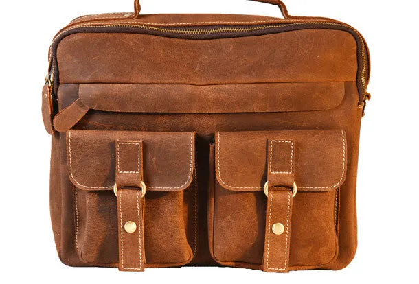 Handmade leather men Vintage Messenger bag Briefcase Cool Shoulder bag for Men