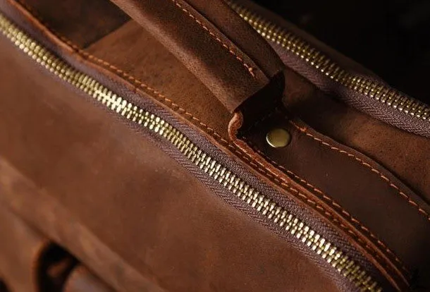 Handmade leather men Vintage Messenger bag Briefcase Cool Shoulder bag for Men