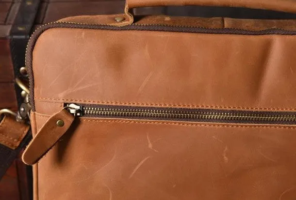 Handmade leather men Vintage Messenger bag Briefcase Cool Shoulder bag for Men