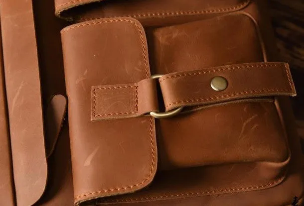 Handmade leather men Vintage Messenger bag Briefcase Cool Shoulder bag for Men