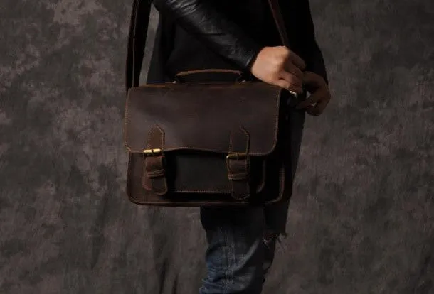 Handmade leather men Vintage messenger Bags Cool Shoulder Bag laptop Bags