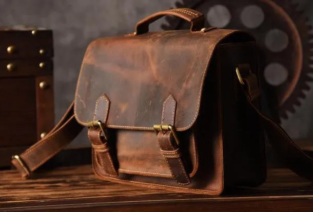 Handmade leather men Vintage messenger Bags Cool Shoulder Bag laptop Bags