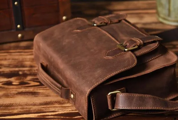 Handmade leather men Vintage messenger Bags Cool Shoulder Bag laptop Bags