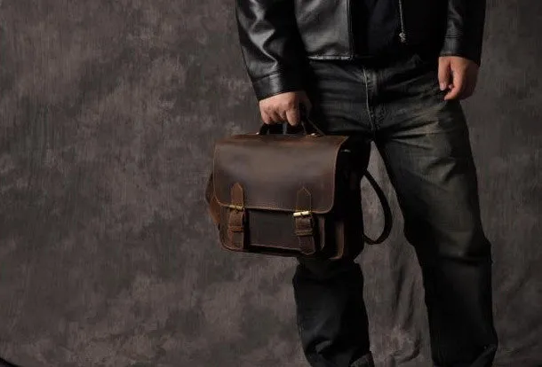 Handmade leather men Vintage messenger Bags Cool Shoulder Bag laptop Bags