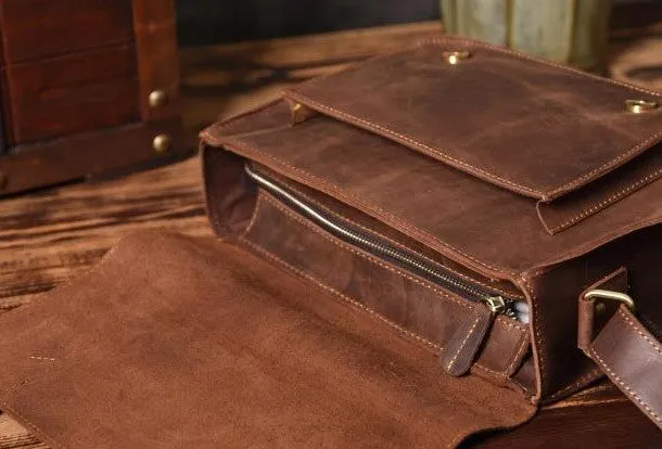 Handmade leather men Vintage messenger Bags Cool Shoulder Bag laptop Bags